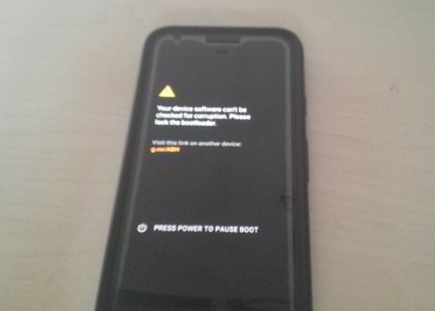 Google Pixel boot warning message