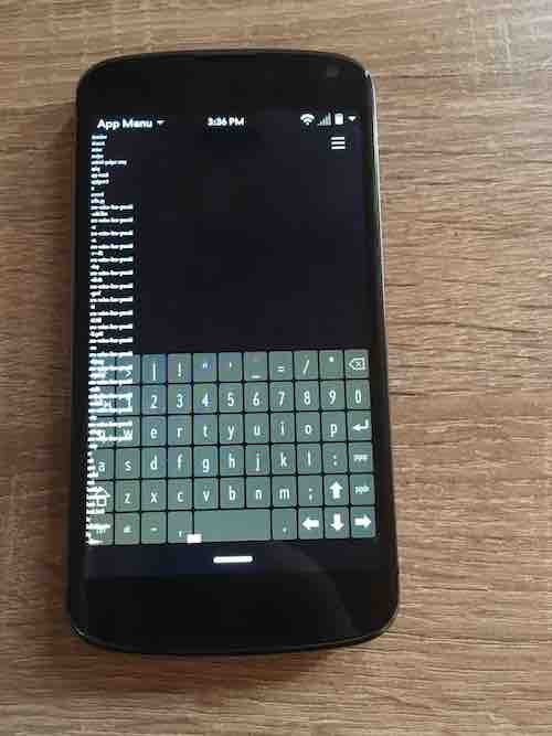 Terminal on Lune OS on Nexus 4