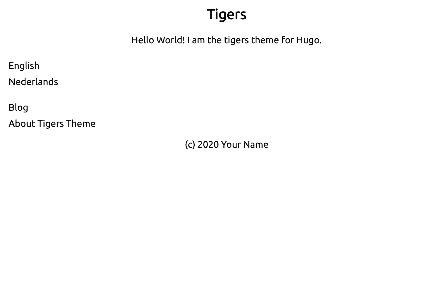 Screenshot of Hugo Tigers Theme